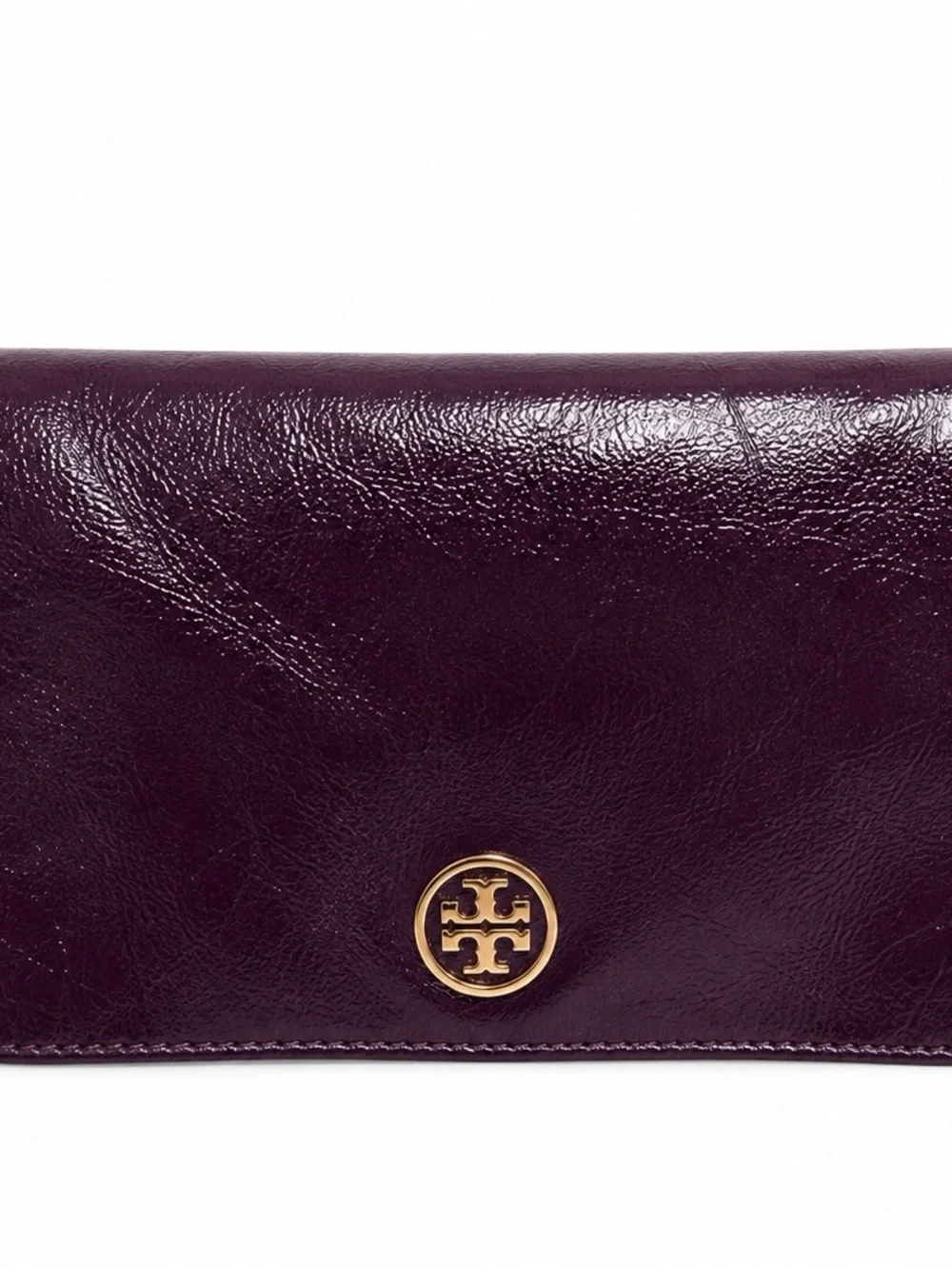 Tory Burch Convertible Crossbody Bag in Deep Plum with Gold Chain
